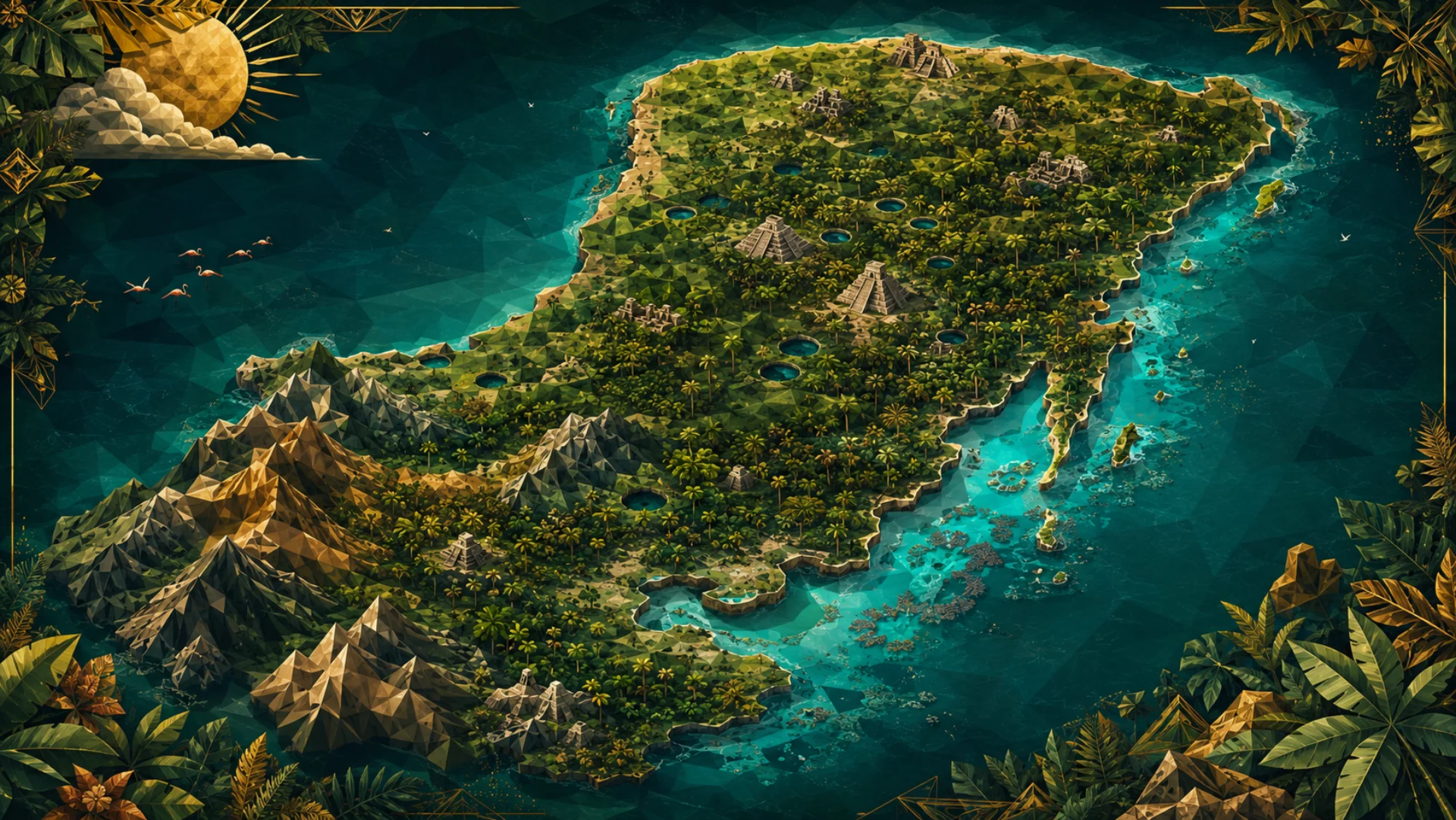 Mapa ilustrado Ruta del Sur de México - Península de Yucatán