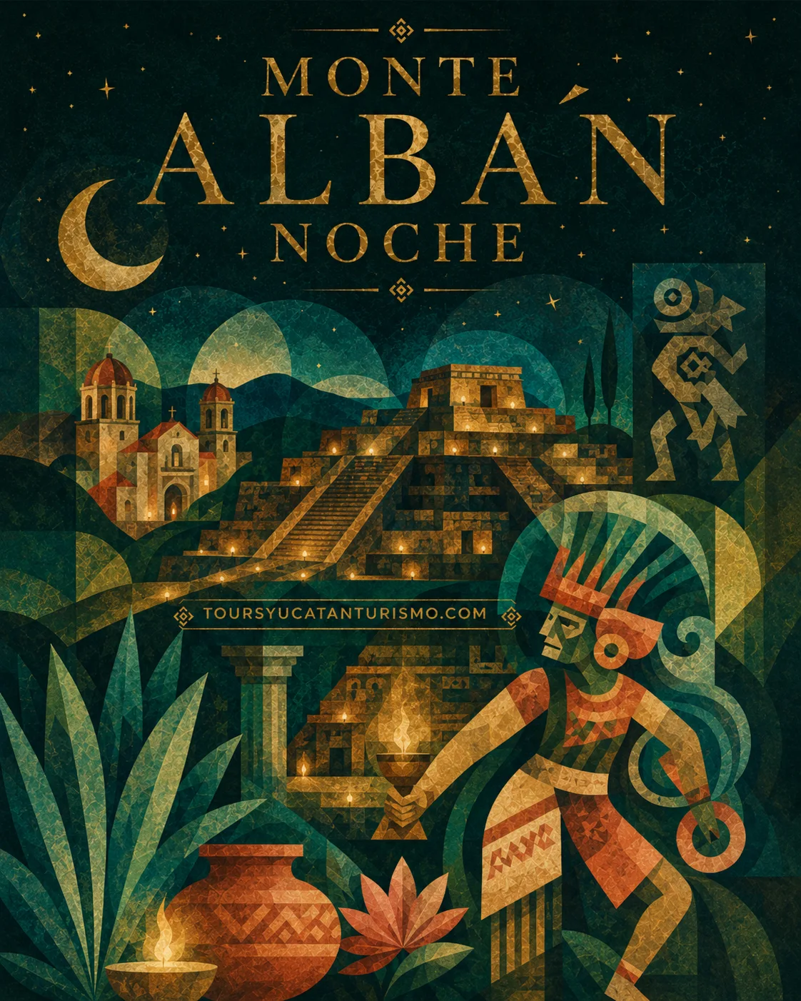 Monte Albán de Noche